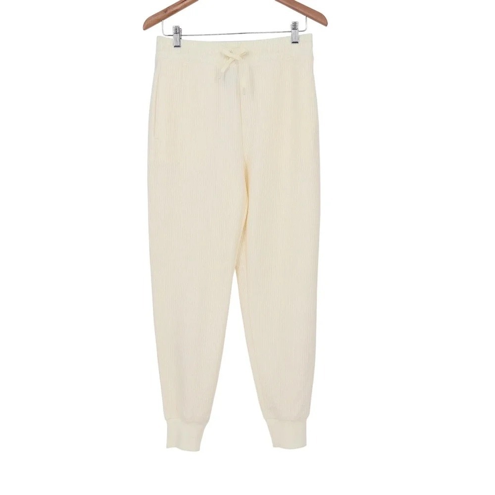 DSG Womens So Soft Ottoman Jogger Light Cream High Rise Ribbed Sweatpants XS NEW - Picture 2 of 6